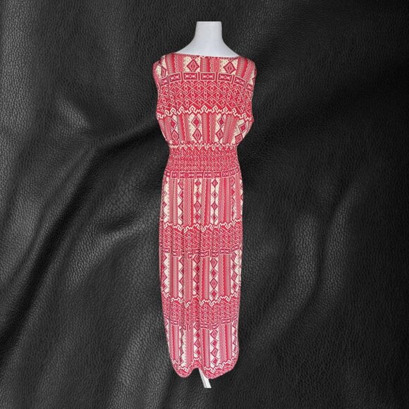 Jon & Anna Red Boho Maxi Dress 1X Boho, Festival, Beachy, Retro, - Picture 5 of 9